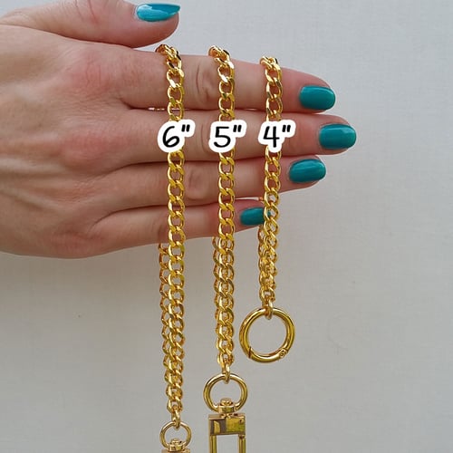 Image of GOLD or NICKEL Chain Wrist Strap - Mini Classy Curb Diamond Cut - 1/4" Wide - Choose Size & Hook