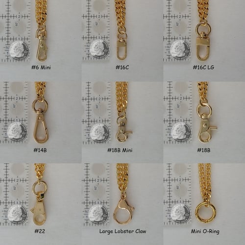Image of GOLD or NICKEL Chain Wrist Strap - Mini Classy Curb Diamond Cut - 1/4" Wide - Choose Size & Hook