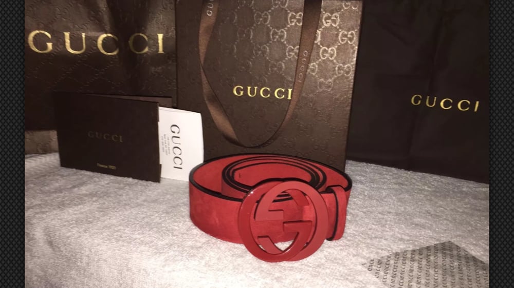Gucci Belt Red Suede size 95 30 Get Fly