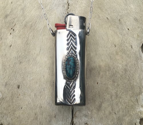 Image of REVERSIBLE BUMBLE BEE JASPER AND TURQUOISE MINI LIGHTER NECKLACE