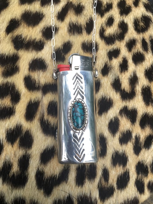 Image of REVERSIBLE BUMBLE BEE JASPER AND TURQUOISE MINI LIGHTER NECKLACE