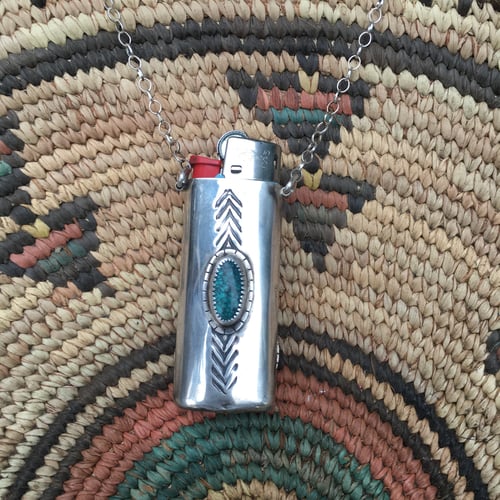 Image of REVERSIBLE CHRYSOCOLLA AND TURQUOISE MINI LIGHTER NECKLACE