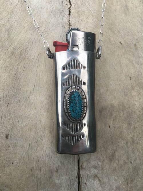Image of REVERSIBLE SONORA CACTUS AND TURQUOISE MINI LIGHTER NECKLACE
