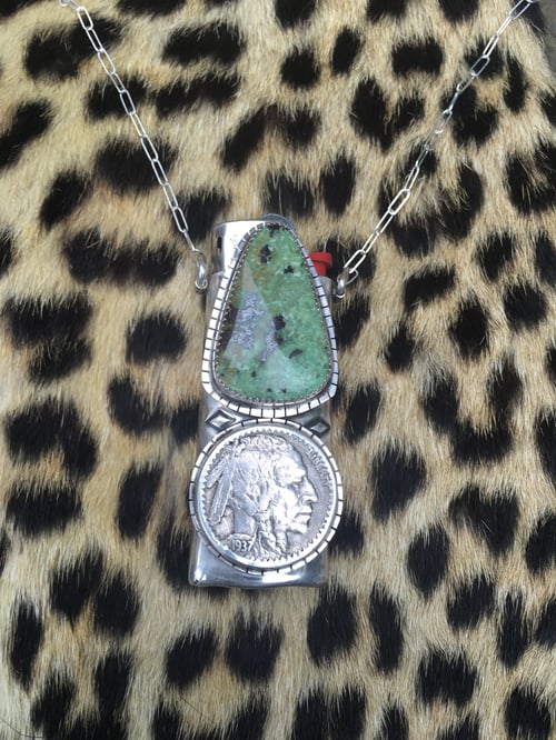 Image of REVERSIBLE SONORA CACTUS AND TURQUOISE MINI LIGHTER NECKLACE