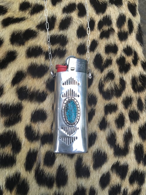 Image of REVERSIBLE SONORA CACTUS AND TURQUOISE MINI LIGHTER NECKLACE