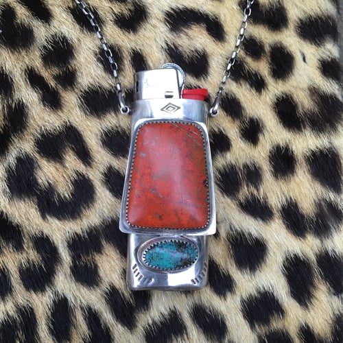 Image of RED SONORA SUNRISE AND TURQUOISE MINI LIGHTER NECKLACE