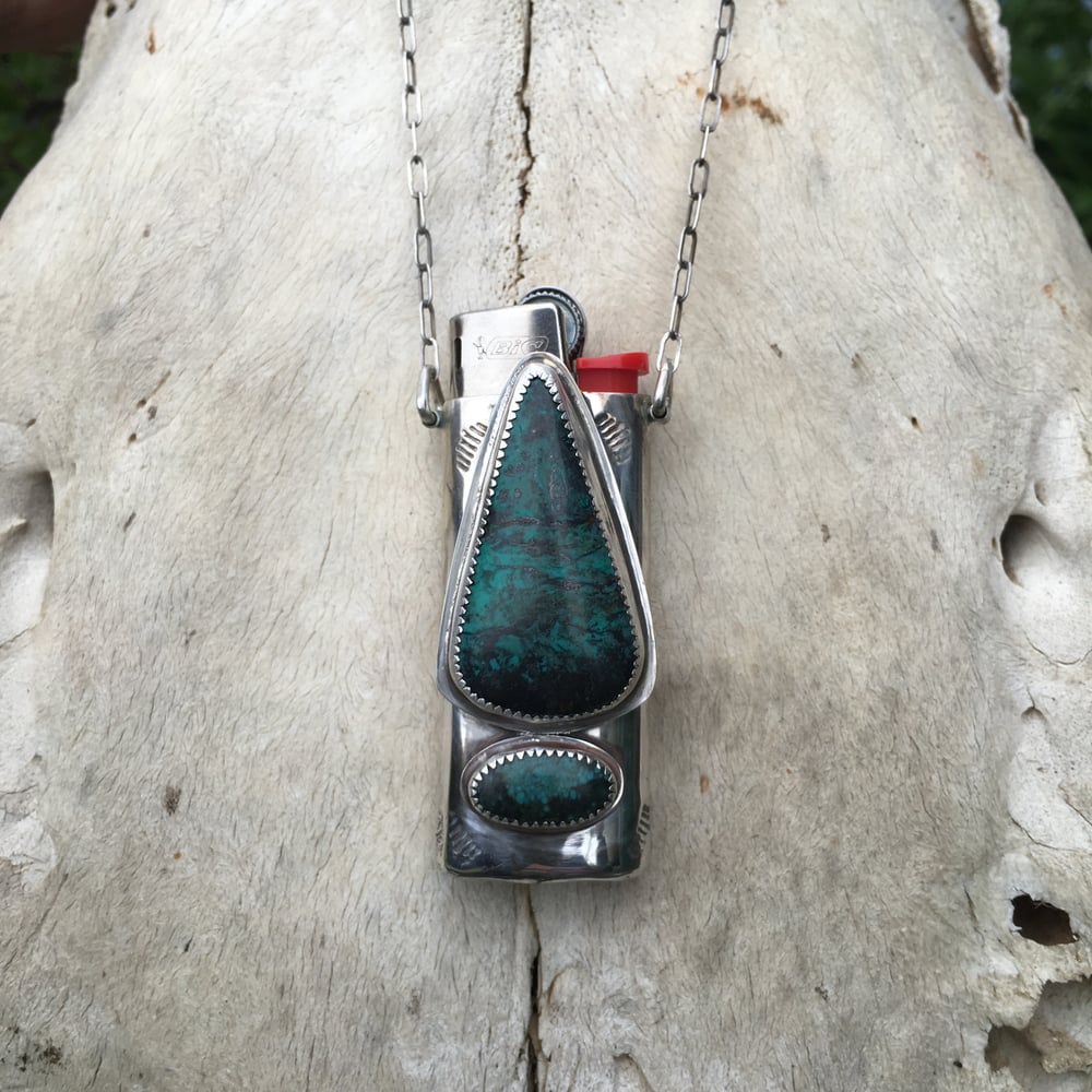 Image of CHRYSOCOLLA AND TURQUOISE MINI FIRE NECKLACE