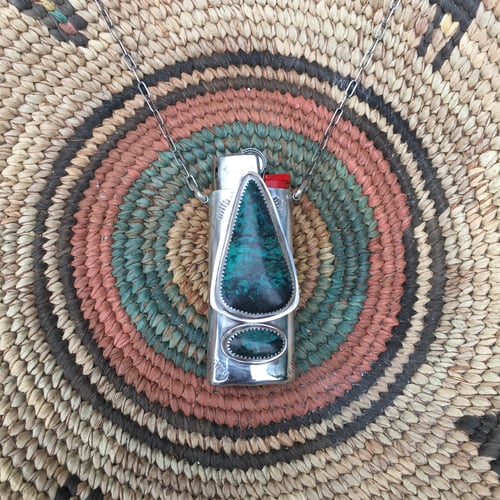 Image of CHRYSOCOLLA AND TURQUOISE MINI FIRE NECKLACE