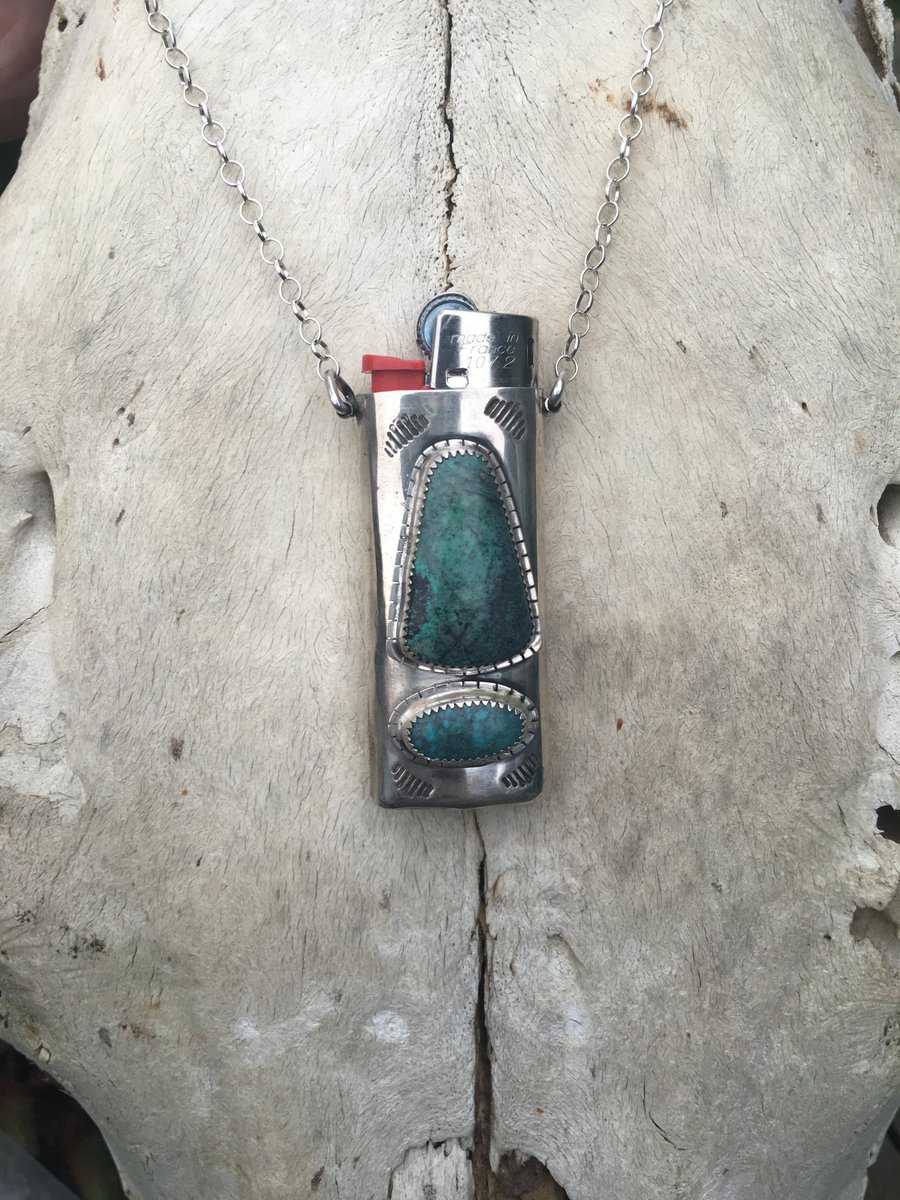 Image of STERLING SONORA SUNRISE AND TURQUOISE MINI LIGHTER NECKLACE 