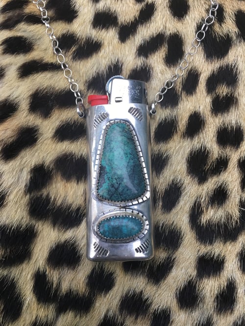 Image of STERLING SONORA SUNRISE AND TURQUOISE MINI LIGHTER NECKLACE 