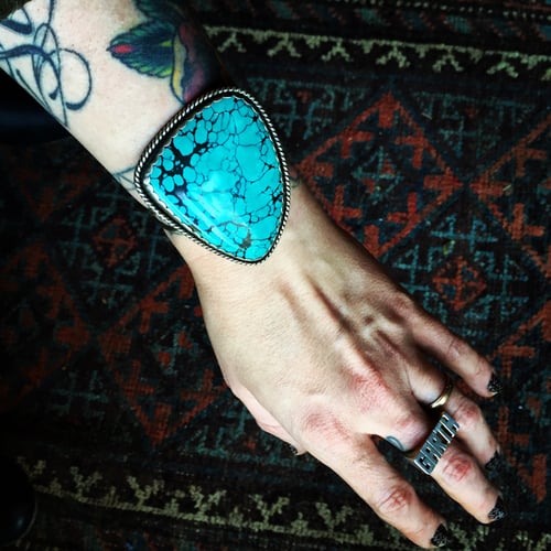 Image of X-LARGE TURQUOISE & SILVER CUFF BRACELET