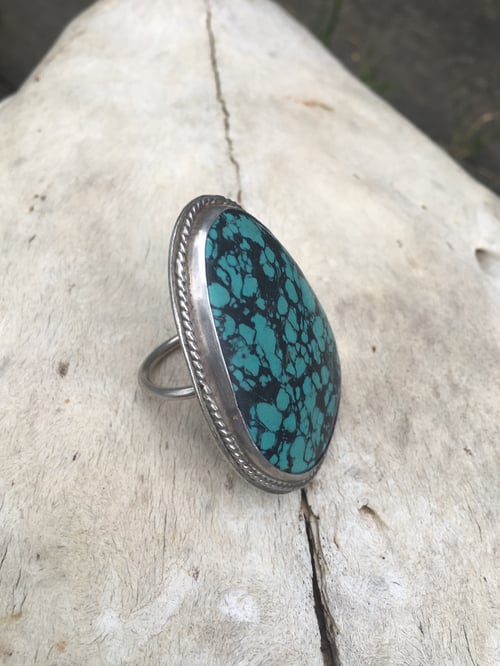 Image of X-LARGE TURQUOISE AND STERLING RING