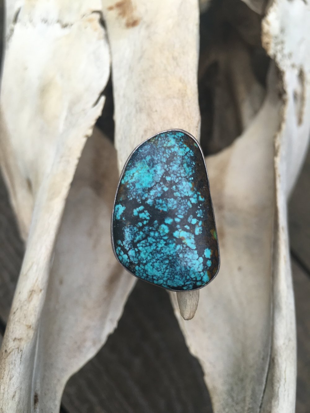 Image of SPIDERWEB TURQUOISE AND STERLING SILVER RING
