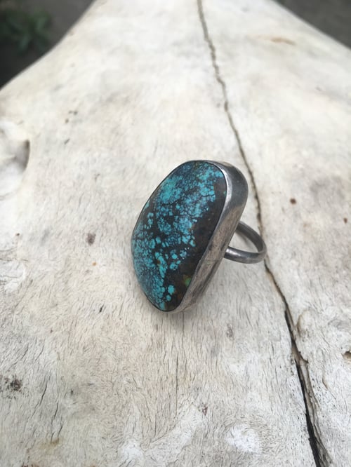Image of SPIDERWEB TURQUOISE AND STERLING SILVER RING