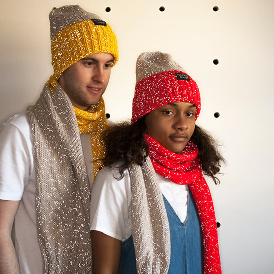 Image of Unisex Adult Reflective Scarf and hat combo: Pick your colour! (acrylic)