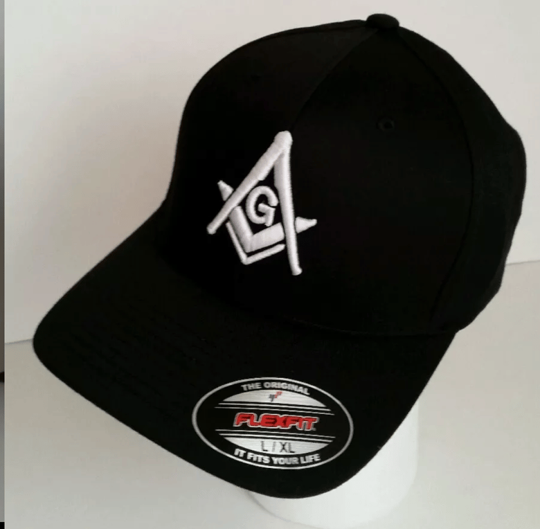 Image of 001 Flexfit Masonic Hat Embroidery Black