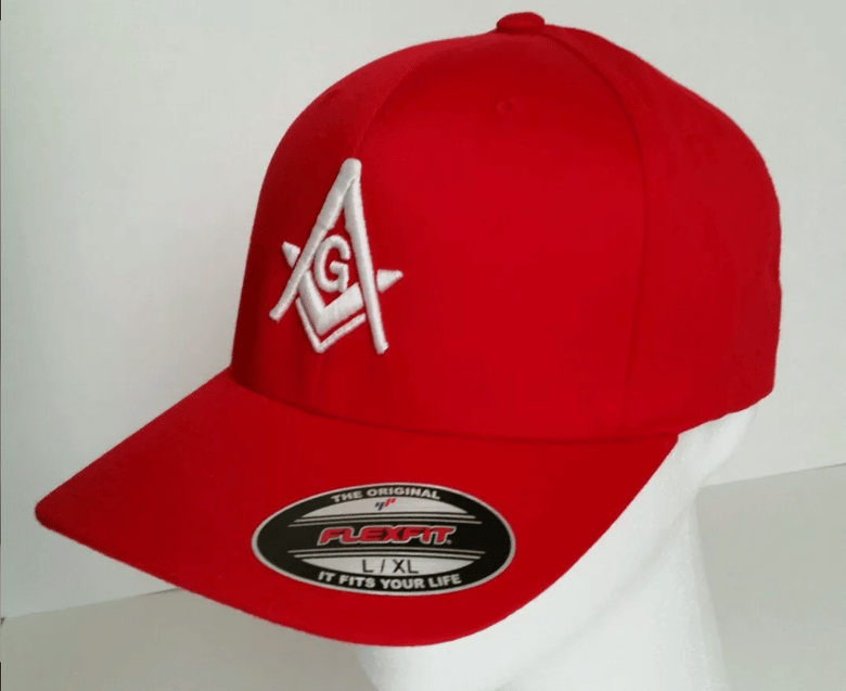 Image of 005 Flexfit Masonic Hat Embroidery Red