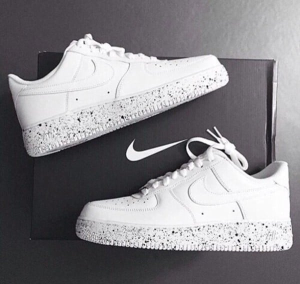 black and white speckled air force ones
