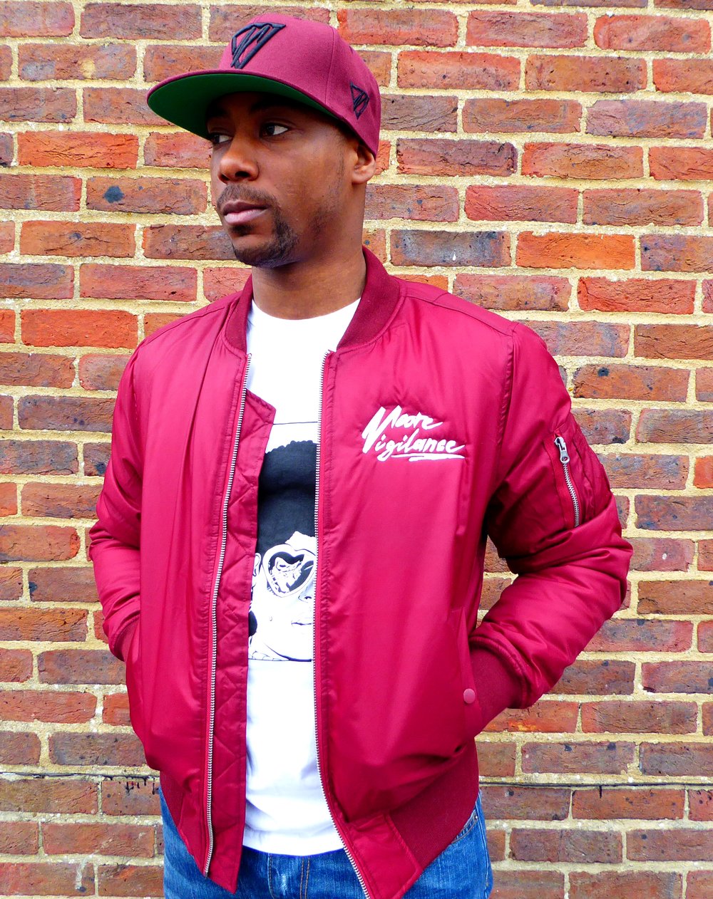 Image of Burgundy Bomber Jacket