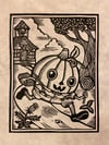 Schoolboy Pumpkin Block Print