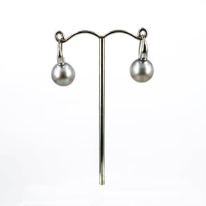 Image of CP0558 18ct White Gold 12mm Tahitian Pearl Drop Earrings