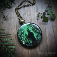 Image 1 of Maleficent in Forest Round Bronze Pendant