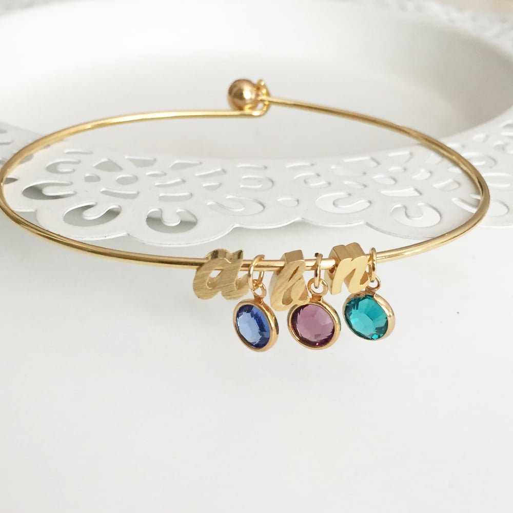 Image of Initial birthstone bangle