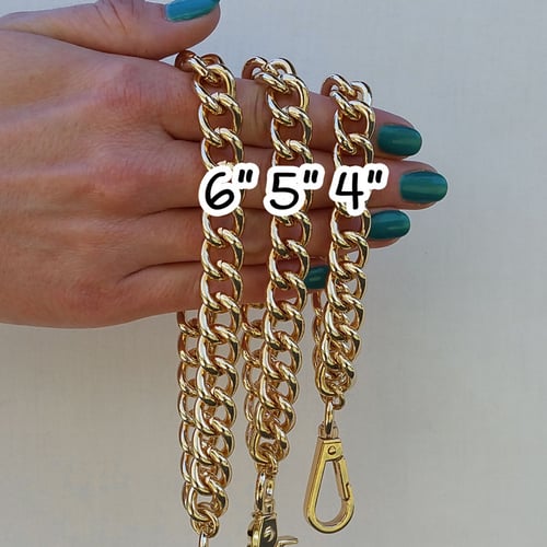 Image of GOLD, LIGHT GOLD or NICKEL Chain Wrist Strap - Large Classy Curb - 7/16" Wide - Choose Size/Hook