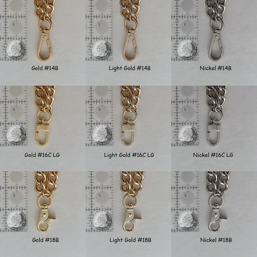Image of GOLD, LIGHT GOLD or NICKEL Chain Wrist Strap - Large Classy Curb - 7/16" Wide - Choose Size/Hook