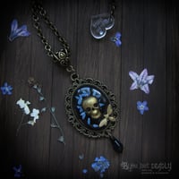 Image 1 of Forget-me-not Skull Cameo Necklace