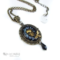 Image 3 of Forget-me-not Skull Cameo Necklace