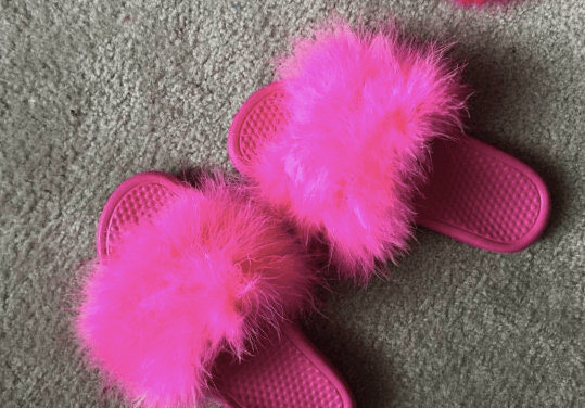 pink furry slides