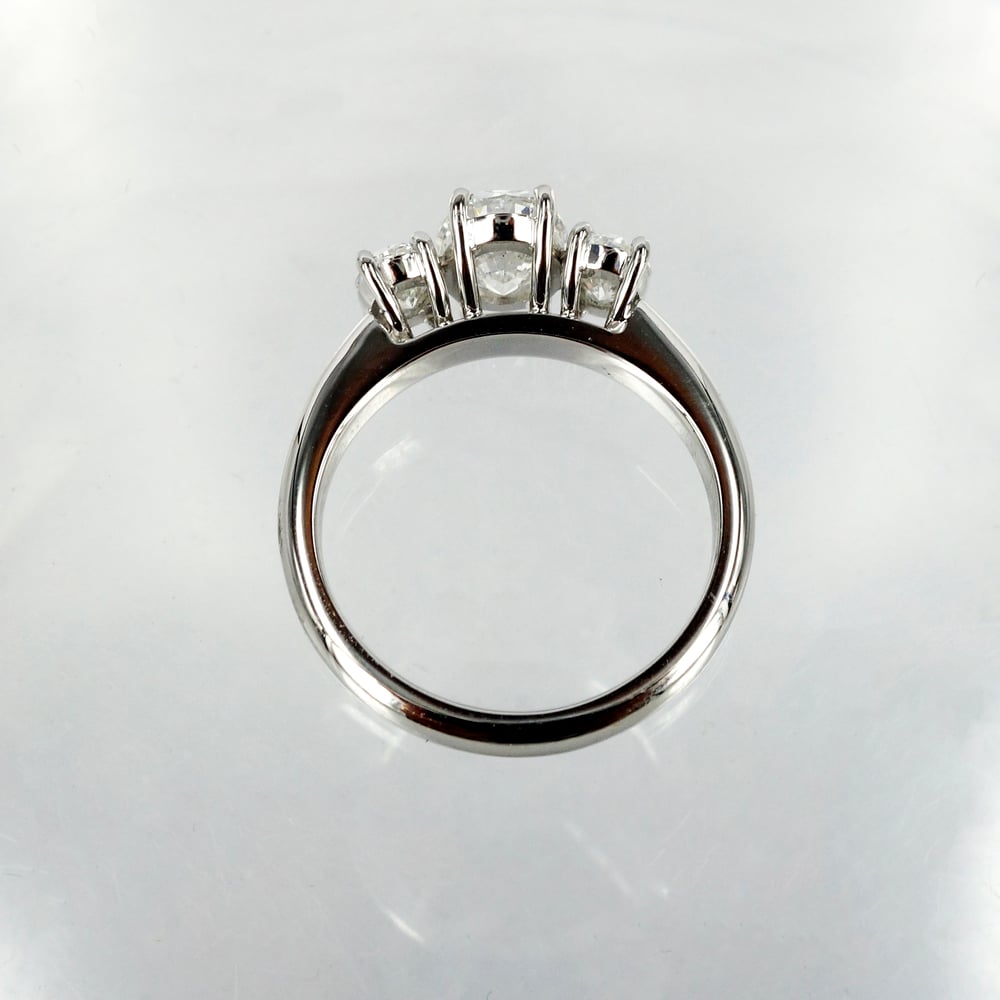 Image of 18ct White Gold Oval Diamond Trilogy Ring
