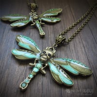 Image 3 of Skull Dragonfly Enamel Necklace
