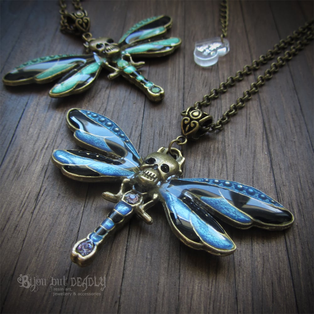 Skull Dragonfly Enamel Necklace