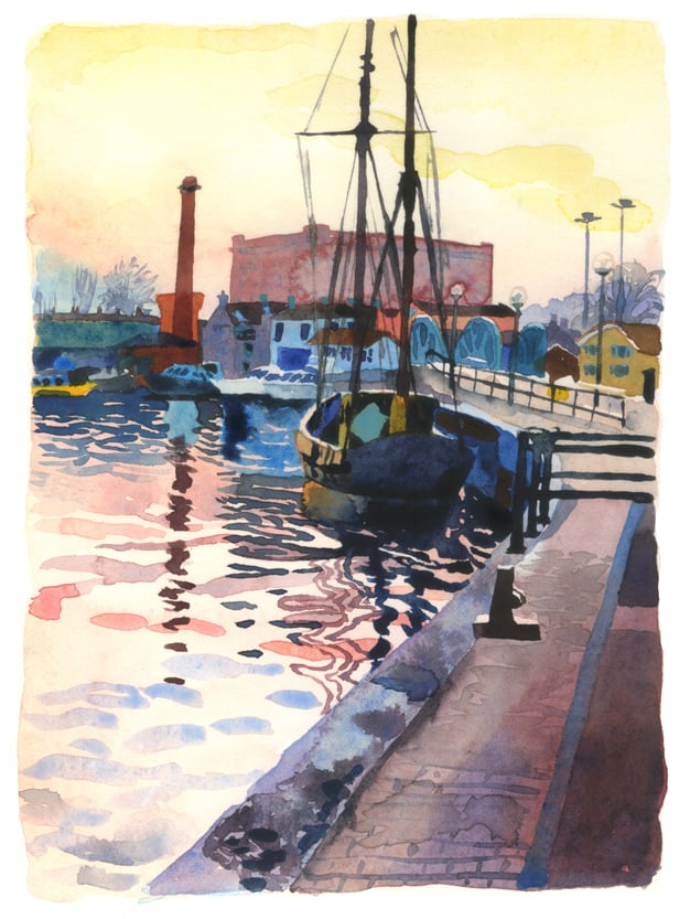 Image of Boat on the Floating Harbour, Dusk