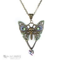 Image 2 of Enamel Skull Butterfly Necklace - Bronze