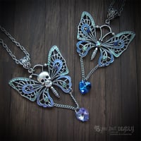 Image 2 of Enamel Crystal Butterfly Necklace - Silver
