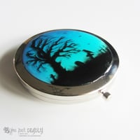 Image 1 of Hand Painted Resin Art Compact Handbag Mirror - Twilight Forest