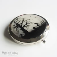 Image 1 of Hand Painted Resin Art Compact Handbag  Mirror ~ Gloomy Wood