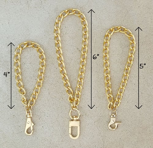 Image of GOLD or NICKEL Chain Wrist Strap - Classy Curb Chain - 3/8" (9mm) Wide - Choose Size & Hook Style