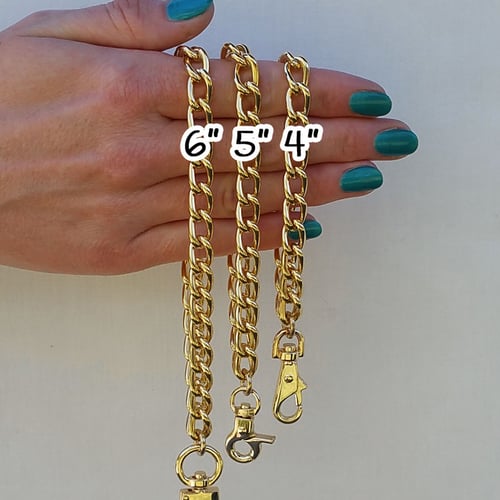 Image of GOLD or NICKEL Chain Wrist Strap - Classy Curb Chain - 3/8" (9mm) Wide - Choose Size & Hook Style