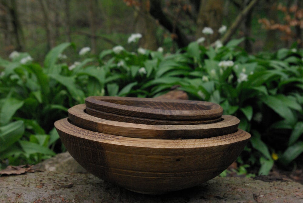 Image of EBONIZED OAK SET OF THREE