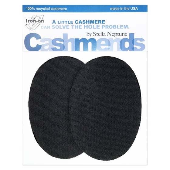 Image of IRON-ON CASHMERE ELBOW PATCHES - BLACK OVALS