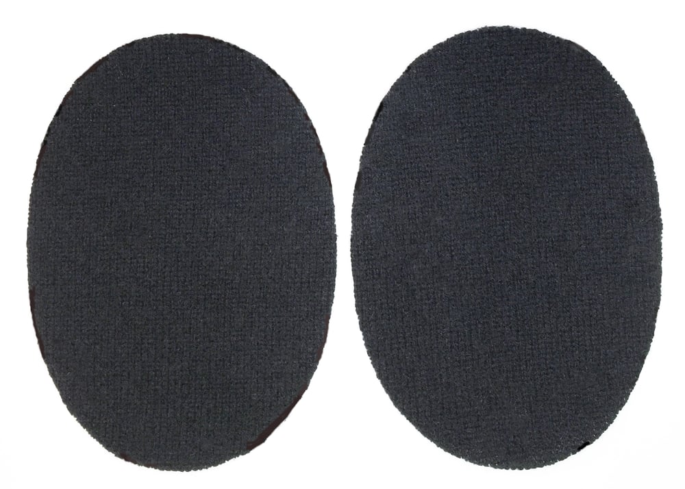 Image of IRON-ON CASHMERE ELBOW PATCHES - BLACK OVALS
