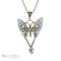 Image 1 of Enamel Butterfly Crystal Necklace - Bronze