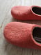 Image of SALMON PINK felted wool slippers. Unisex size EU38