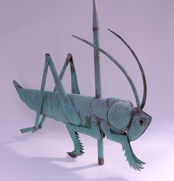 Image of Copper grasshopper sculpture / weather vane