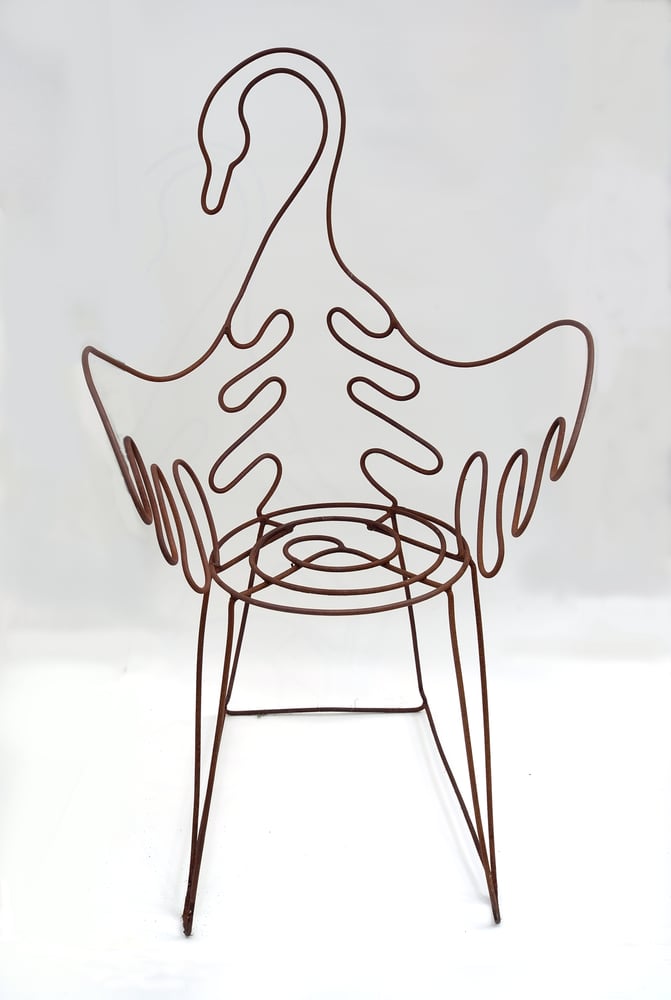 Image of Swan sculptured metal garden chair