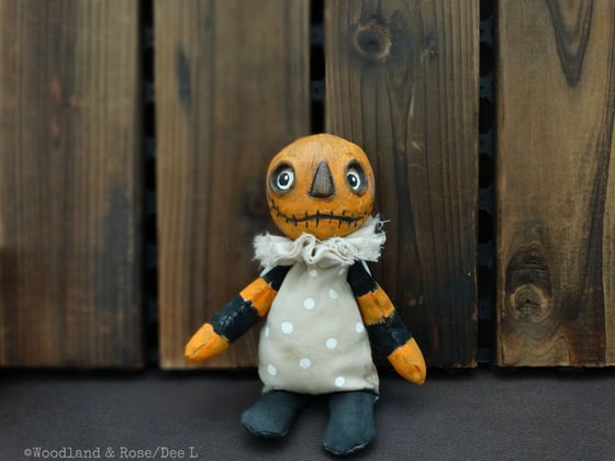 Image of Pumpkinhead - Ghoulies Art Doll - Original Mixed Media Halloween Soft sculpture doll - OOAK